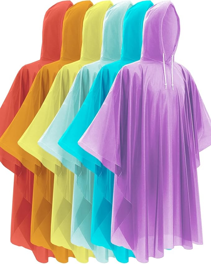 Rain Ponchos for Adults - Extra Long Emergency Poncho with Hood, 6/12/24 Family Pack Raincoat, Ho... | Amazon (US)