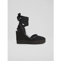 Sofia Black Canvas Espadrille Wedges, Black | L.K. Bennett (UK)