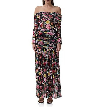 AFRM Emmeline Floral Print Off-the-Shoulder Long Sleeve Maxi Dress - L | Dillard's