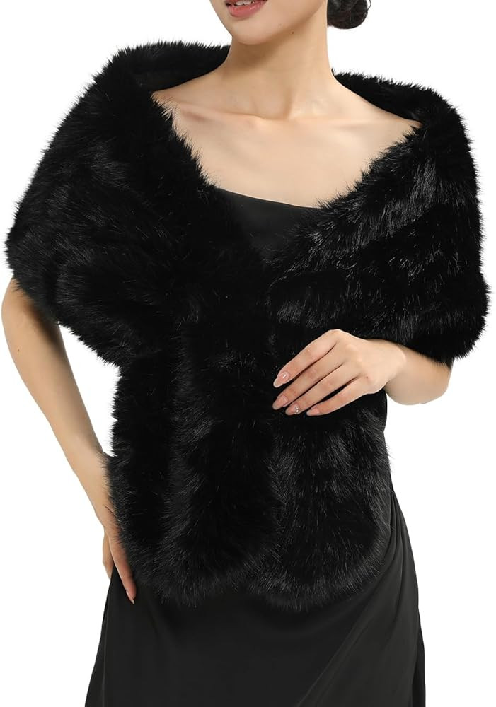 Fur Collar Scarf for Women Faux Fur Scarves Neck Shrug for Fall Winter Coat Dress | Amazon (US)