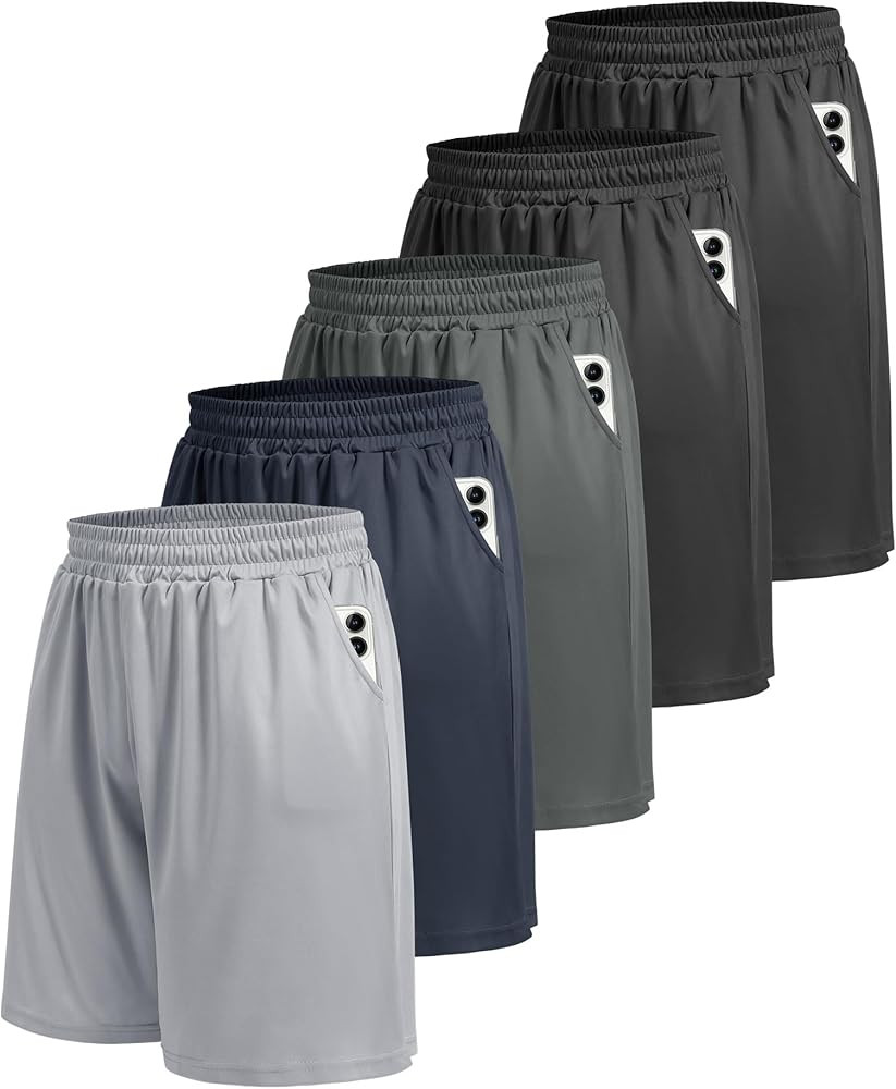 5 Pack Athletic Gym Mens Shorts - Workout Black Quick Dry Basketball Shorts with Pockets for Runn... | Amazon (CA)