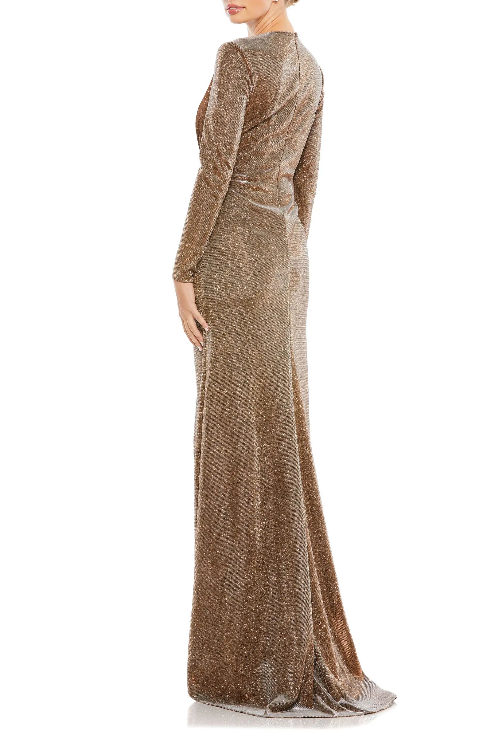 Sparkle Twist Front Long Sleeve Gown | Nordstrom