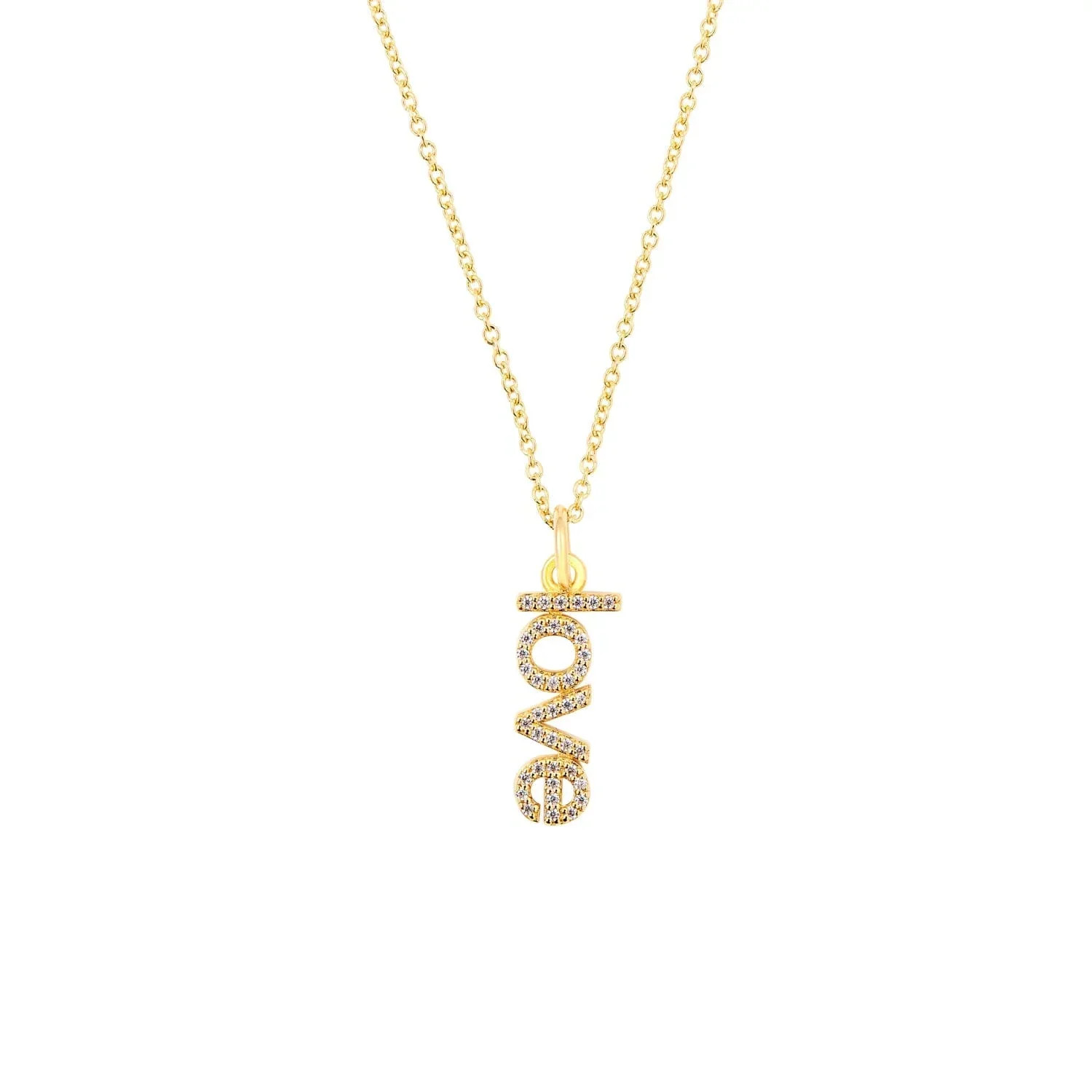 Pavé Vertical Love Necklace | Tiny Tags (US)