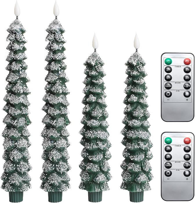 4 Pcs Flameless Taper Candles, Christmas Tree Candles with Remote, Battery Operated Candlestick, ... | Amazon (CA)