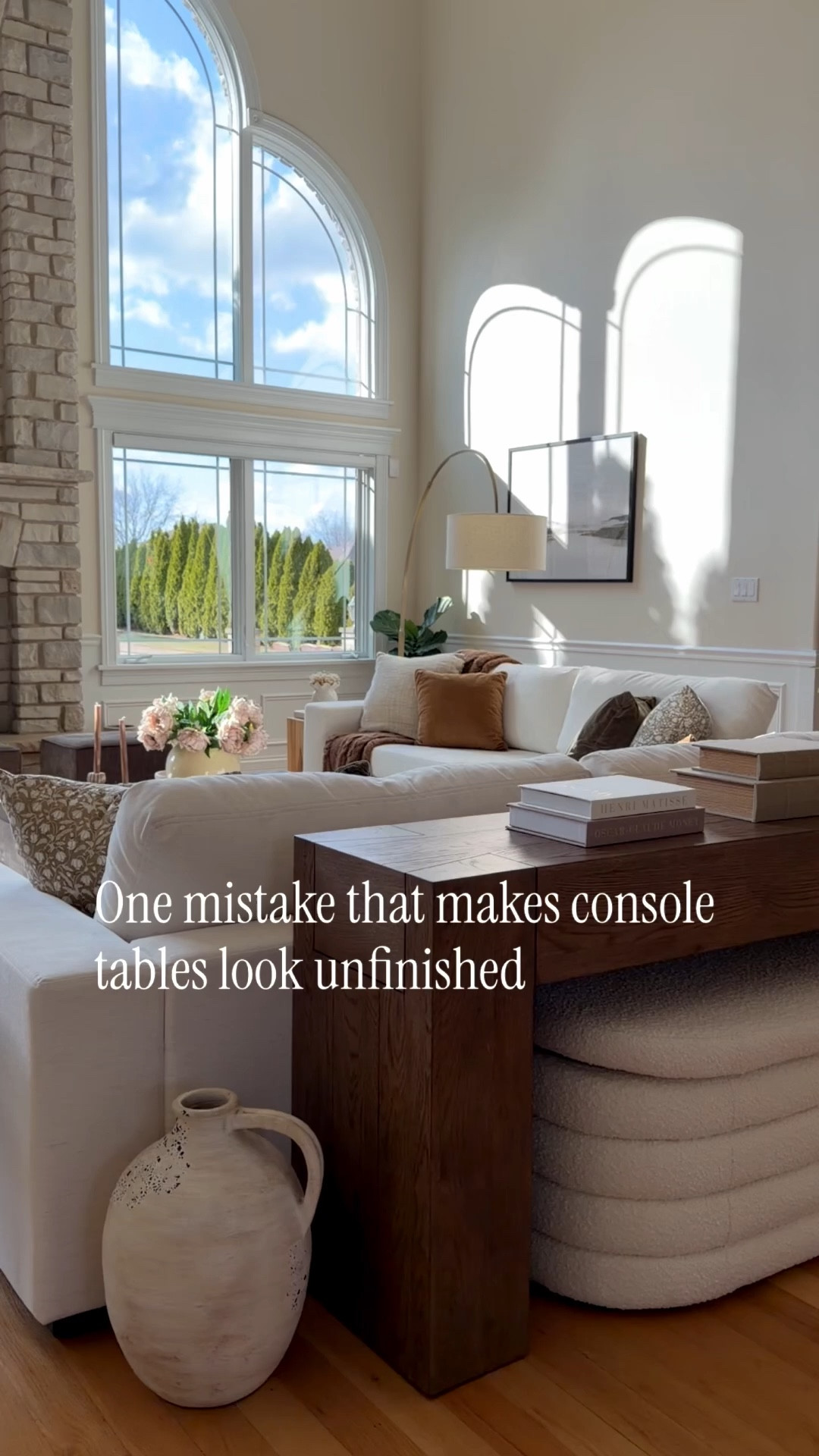 Designer trick for styling a console table 🤍

One of the easiest ways to make a console table feel finished is layering decor at different heights. 

Designers often place a console behind the sofa to anchor the seating area and create a natural transition through the room. I kept the styling minimal here to maintain visual flow, since there are already taller elements nearby.

#LTKHome