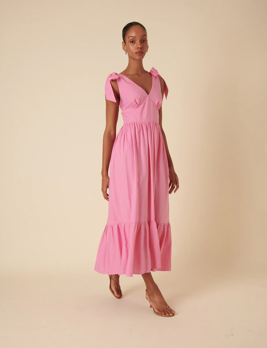 Pink Tiered Coen Midi Dress | Nobody's Child