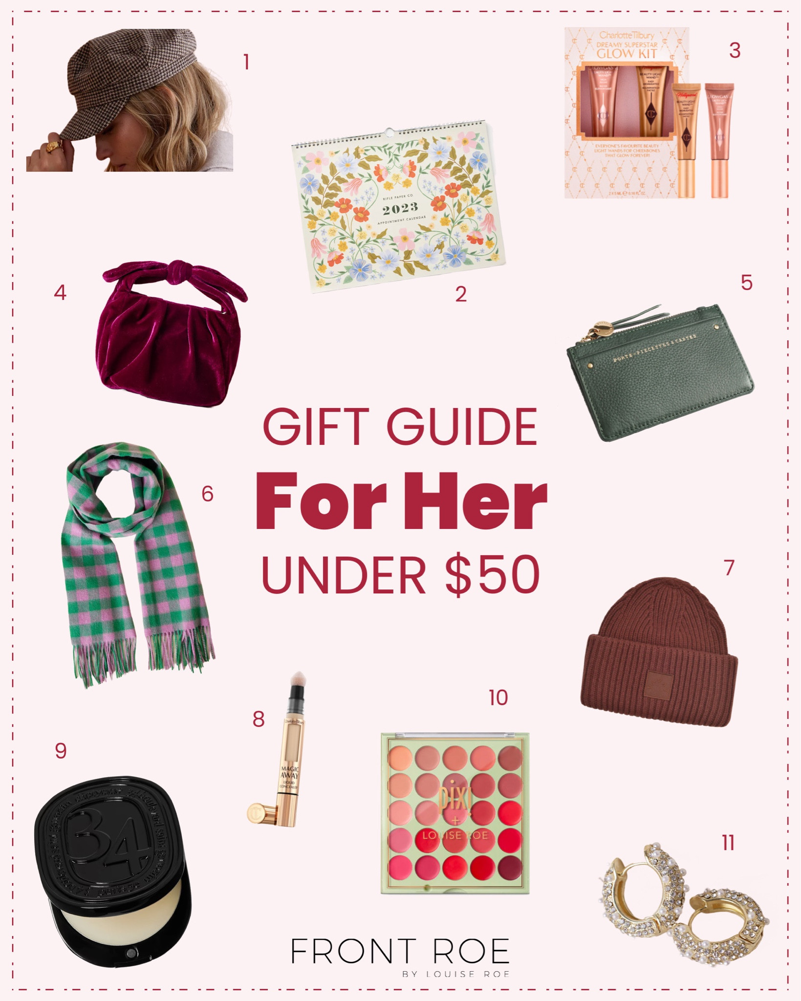A gift guide or products under $50 filled with gorg accessories and makeup 

#LTKHoliday #LTKunder100 #LTKGiftGuide