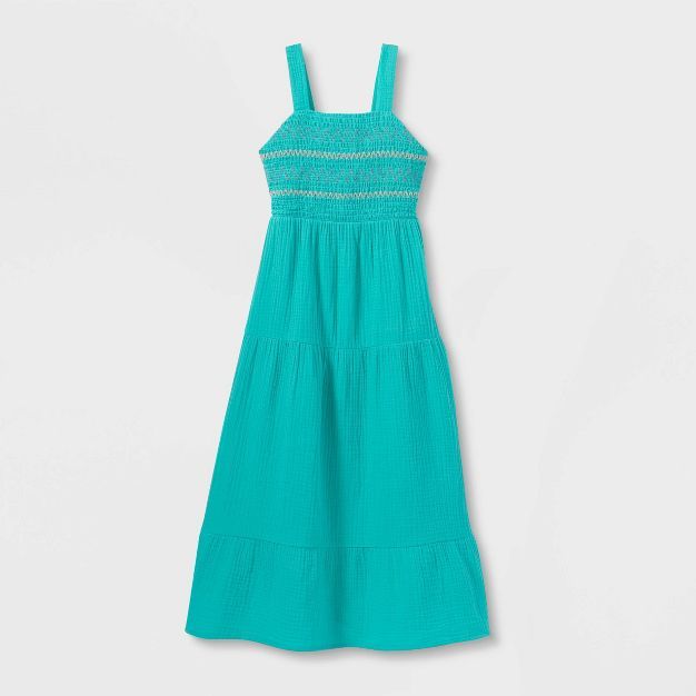 Girls' Woven Sleeveless Maxi Dress - Cat & Jack™ Dark Mint | Target