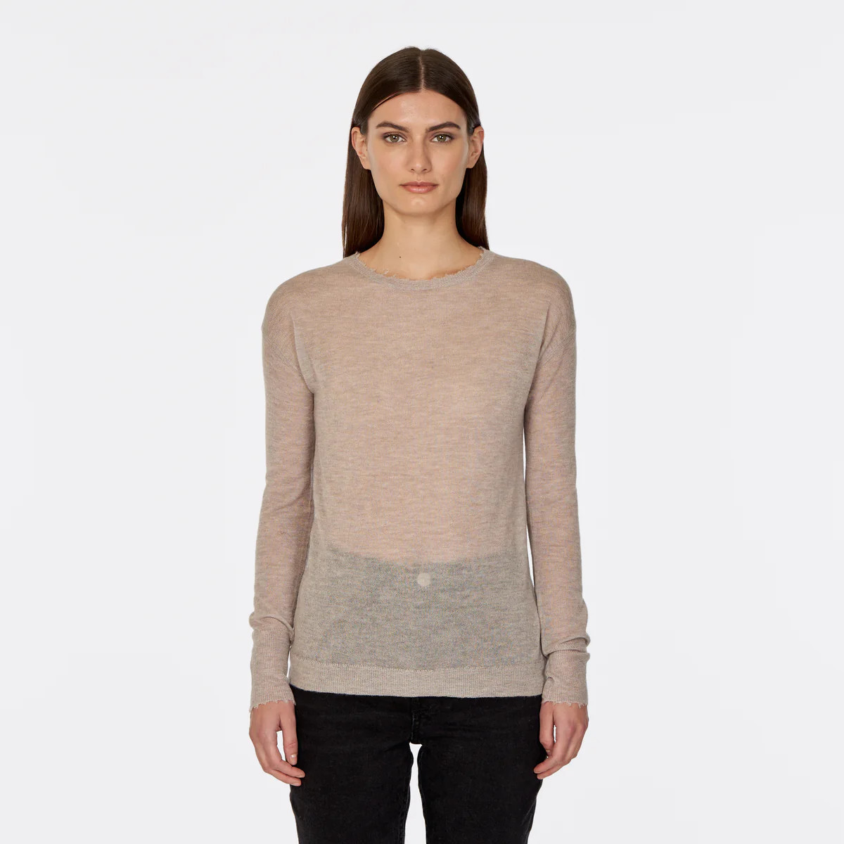 Distressed Sheer Crew in Pita | Autumn Cashmere | Autumn Cashmere