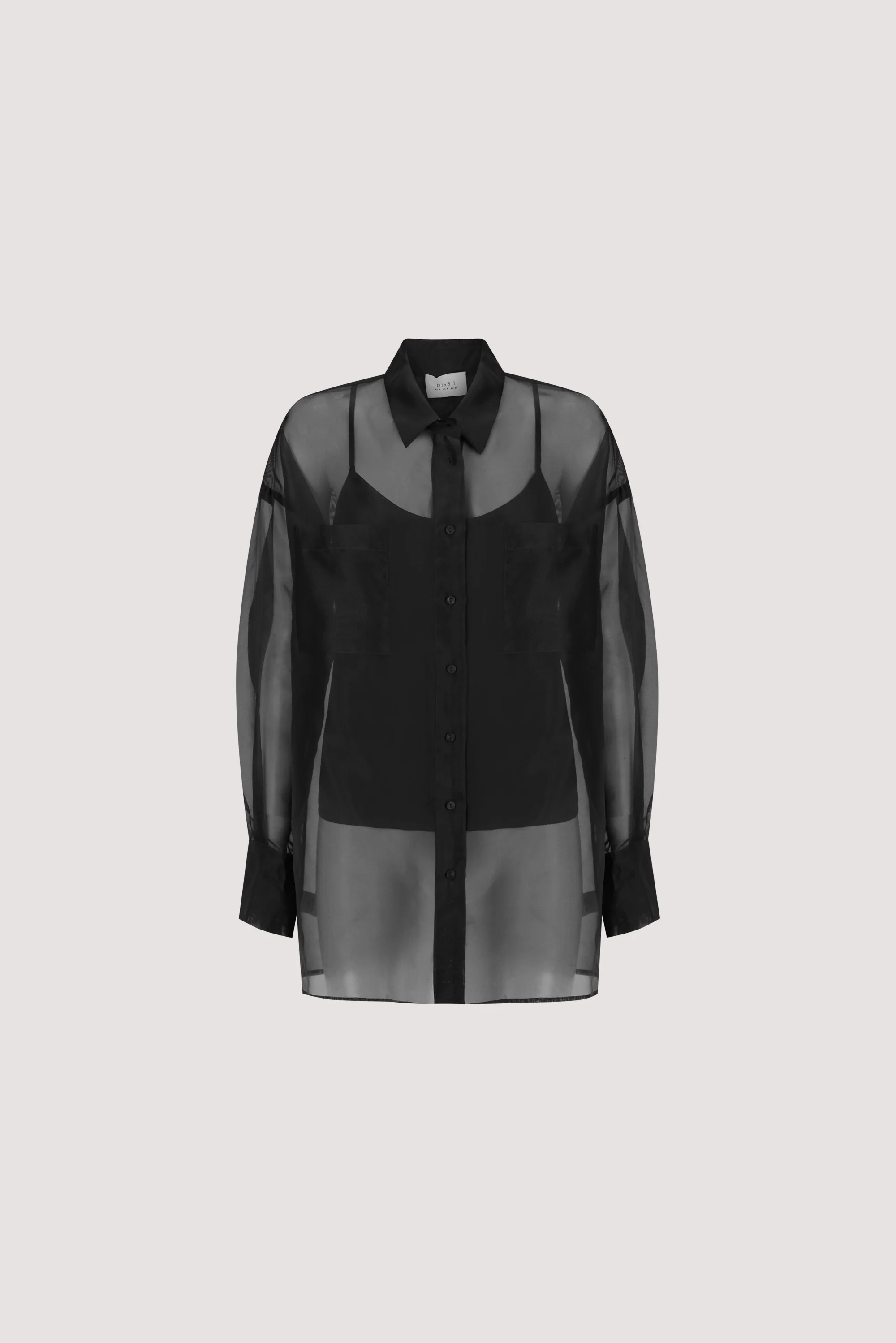 SIAN BLACK ORGANZA SHIRT | DISSH