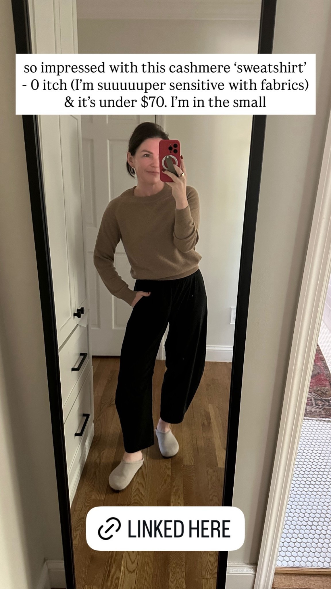 so impressed with this cashmere ‘sweatshirt’ - 0 itch (I’m suuuuuper sensitive with fabrics) & it’s under $70. I’m in the small @onequince

#LTKFindsUnder100 #LTKSeasonal #LTKStyleTip