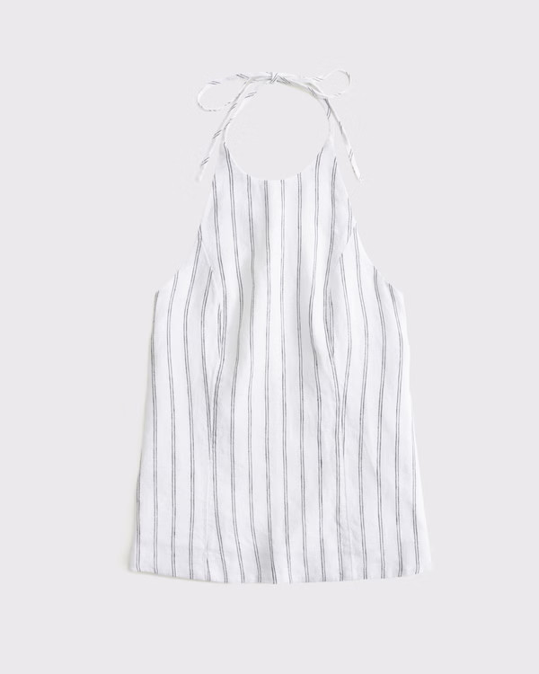 Premium Linen Halter Top | Abercrombie & Fitch (US)