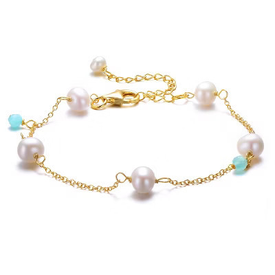 Guili 14K Gold Plated Dainty Pearl Chain Bracelet for Women - Elegant, Minimalist Jewelry Accessory Perfect for Everyday Wear or Special Occasions | Target