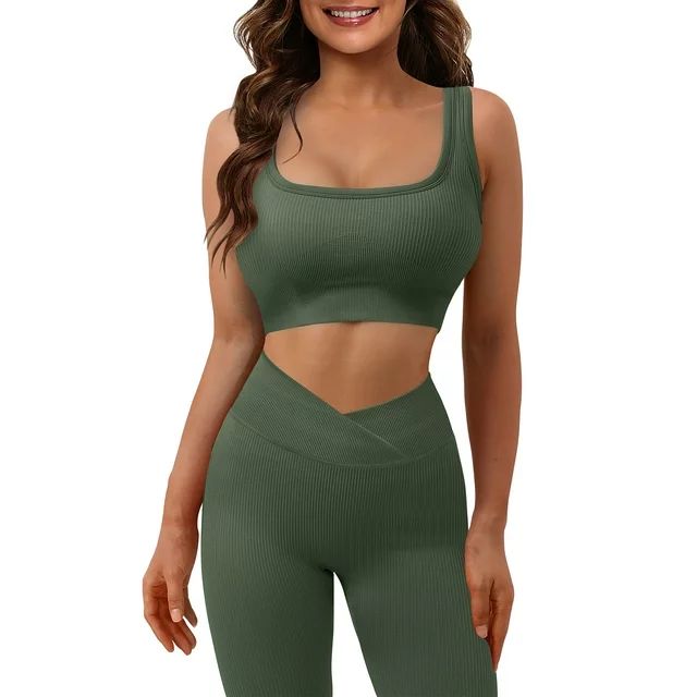 ONLYSHE Women Workout Set Seamless 2 Pieces Sleeveless Tank Tops Outfits Casual Sports Sweatsuit ... | Walmart (US)