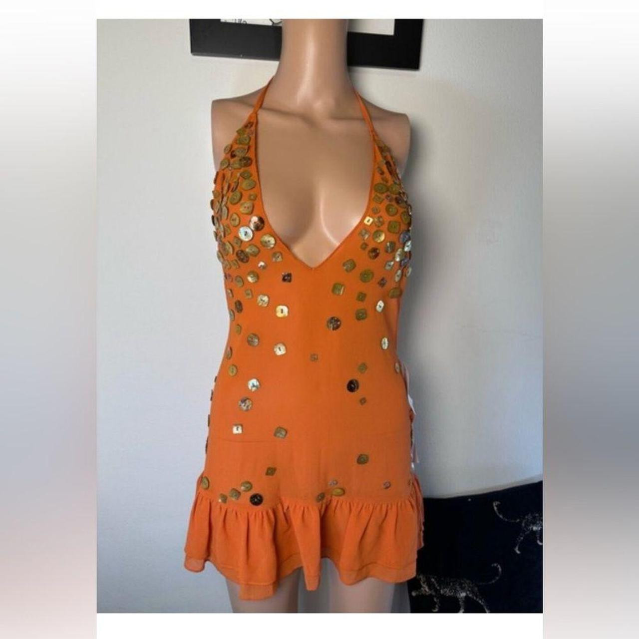 Jaded London Women's Babydoll Dress - Orange/Gold - 6 | Depop US