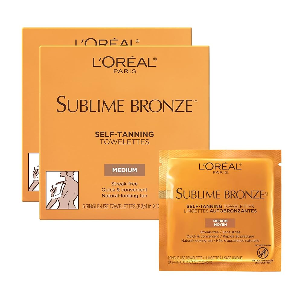 L'Oreal Paris Sublime Bronze Self Tanning Towelettes, Streak-Free, Natural Looking Tan, 6 ct | Amazon (US)