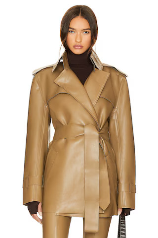 Norma Kamali Double Breasted Trench Mini in Woods from Revolve.com | Revolve Clothing (Global)