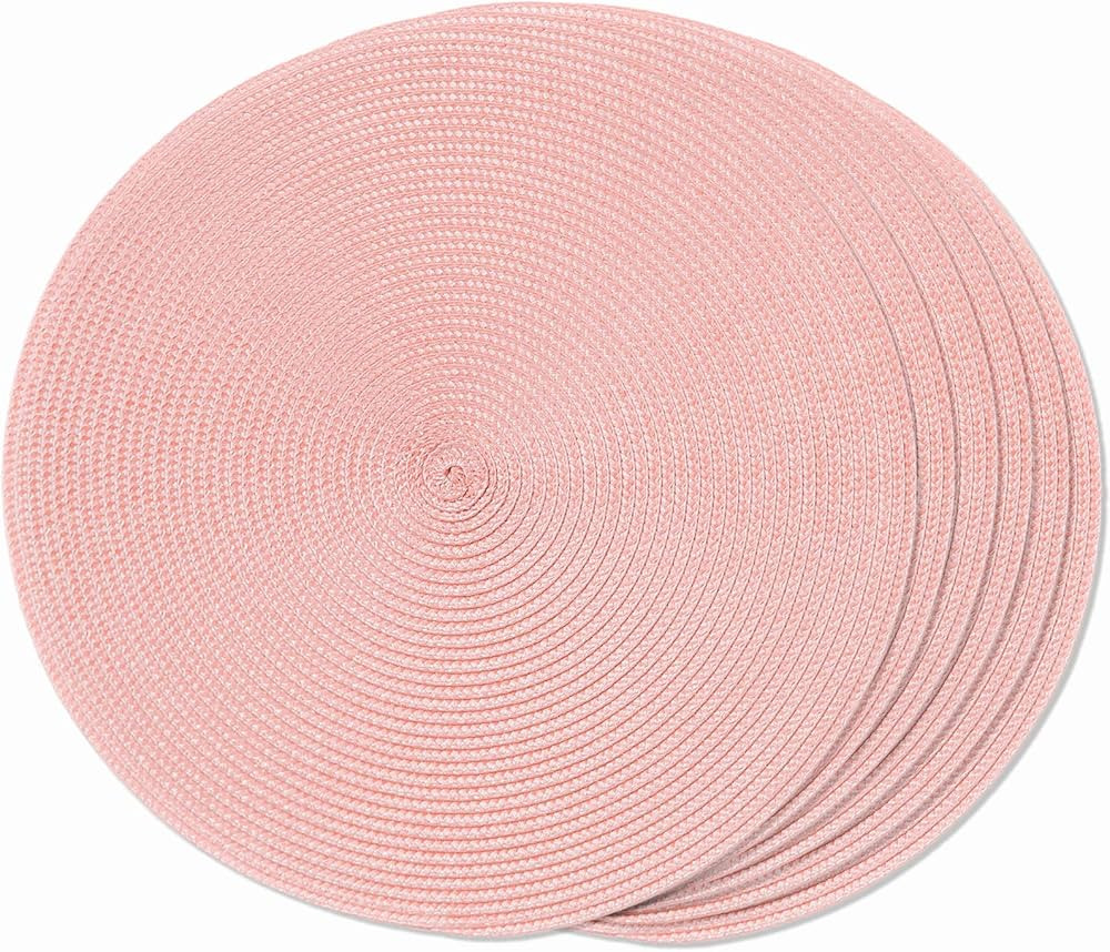 FunWheat Round Braided Placemats Set of 6 Place Mats for Dining Tables Woven Washable Non-Slip Ta... | Amazon (US)