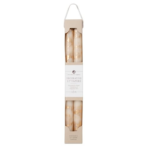 Northern Lights Candles Premium Tapers - 12" 2pk - Cream w/Gold - 73308 | Amazon (US)