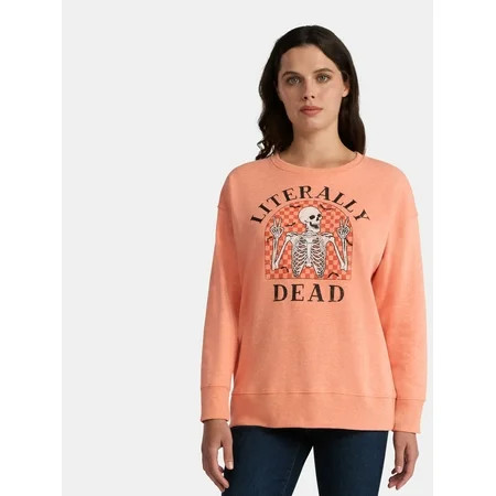 Women's Halloween Literally Dead Graphic Fleece Sweatshirt from Way to Celebrate, Sizes S-3XL | Walmart (US)