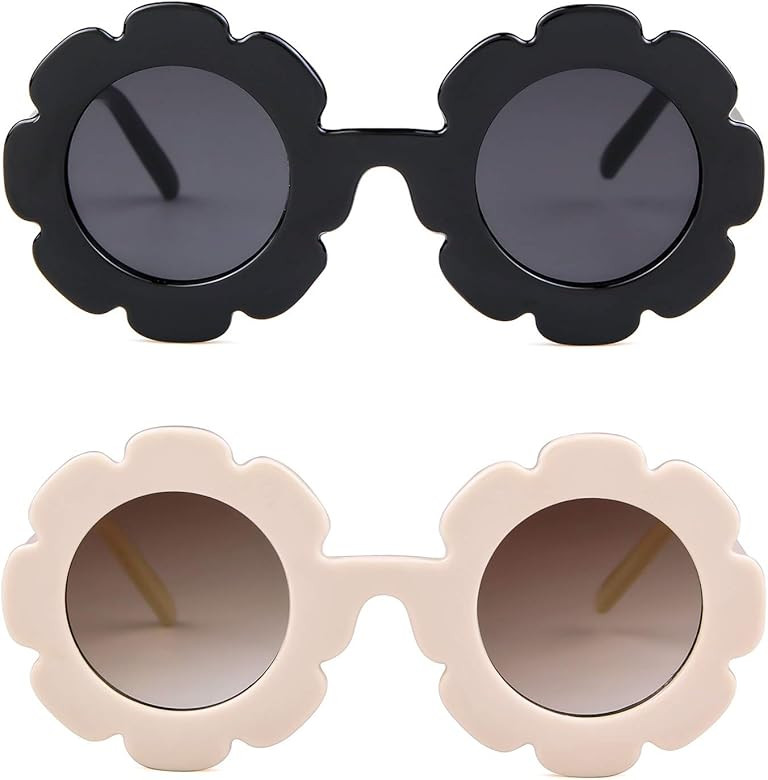 ADEWU Sunglasses for Kids Round Flower Cute Glasses UV 400 Protection Children Girl Boy Gifts | Amazon (US)