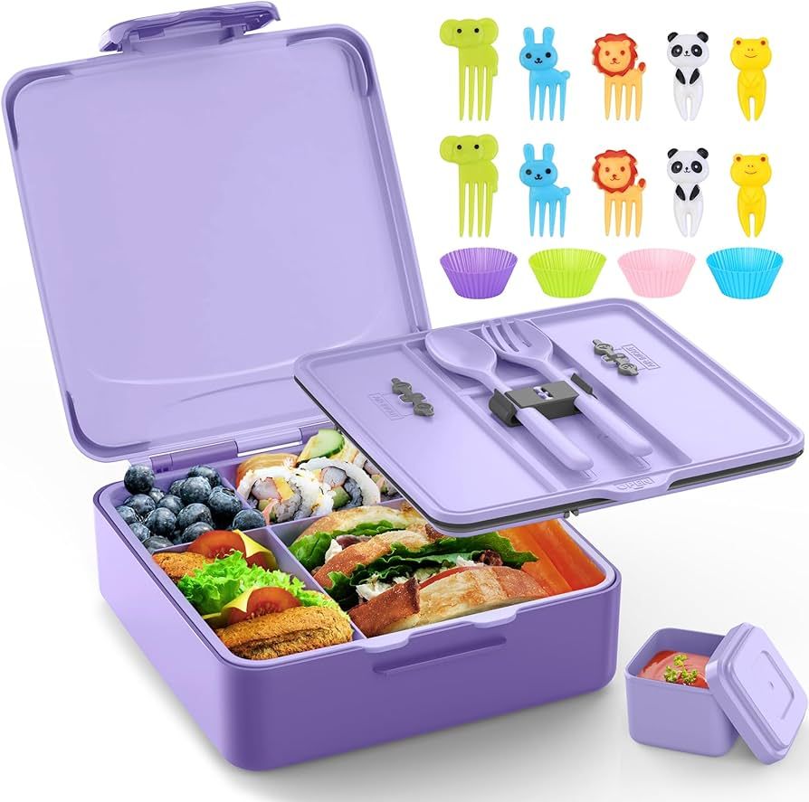 Bento Lunch Box, Lunch Box Kids - 1300ML Insulated Lunch Box with 4 Compartments Bento Box Adult ... | Amazon (US)