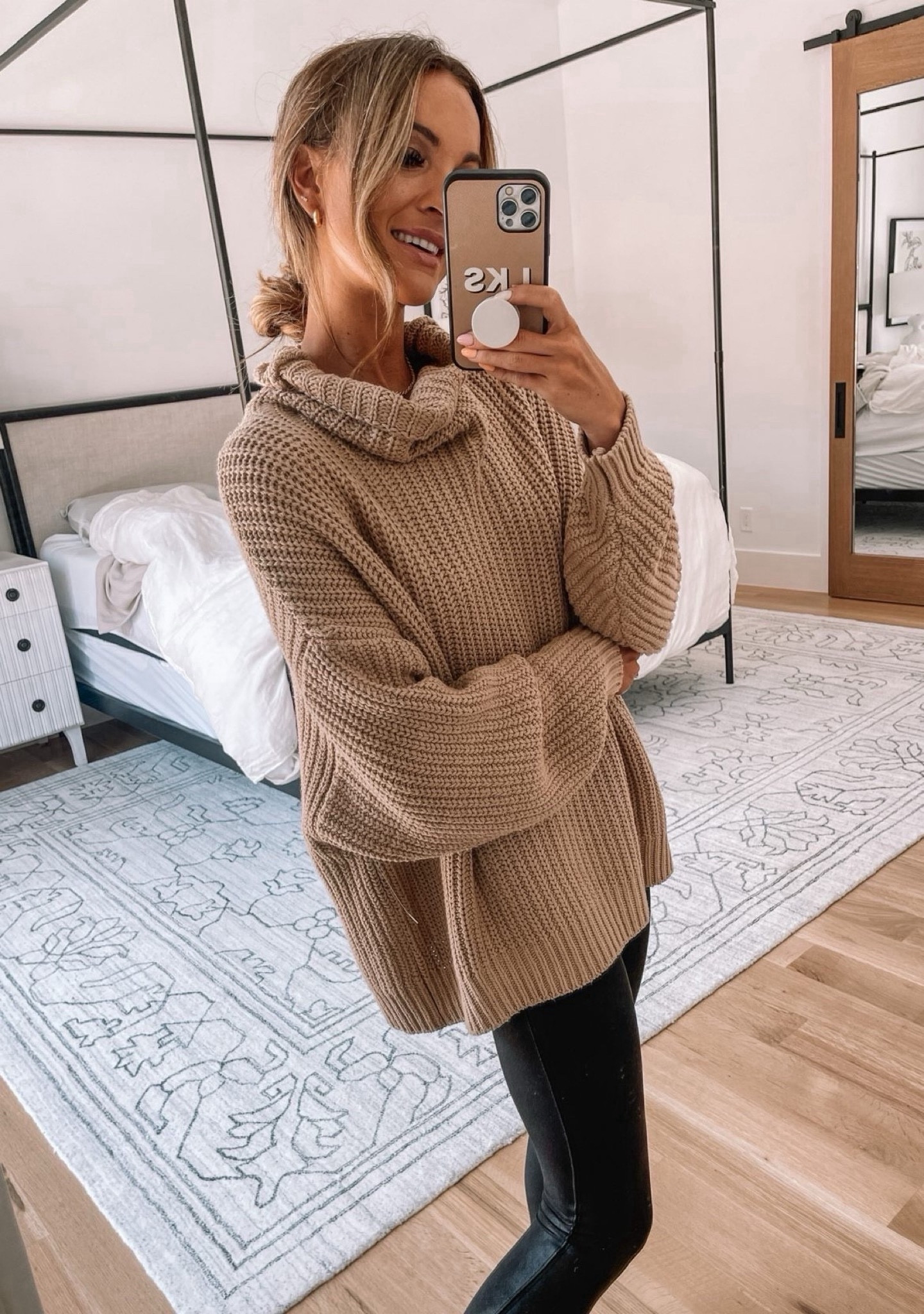 free people turtleneck sweater on sale and under $90!🤎 perfect oversized sweater for wearing over leggings! 

#LTKSaleAlert #LTKFindsUnder100