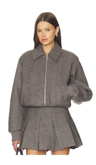 Frida Bomber Wool Blend Jacket in Charcoal | Revolve Clothing (Global)