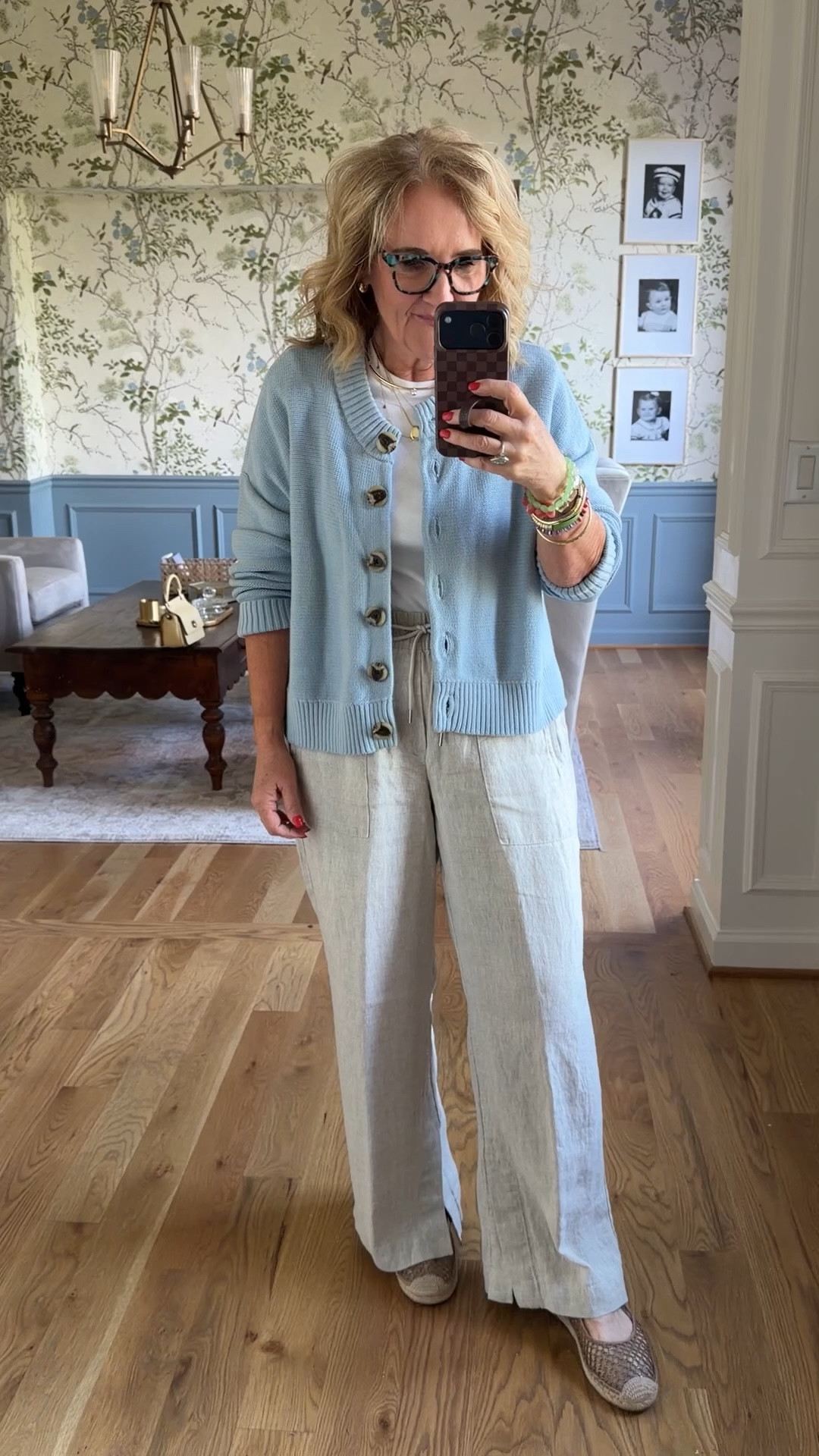 20% off electric picks jewelry code TAKE20
20% off my bracelet stacks code NANETTE20
Sweater size medium 
Pants medium petite 
Tee small
Espadrilles true to size

#LTKOver40 #LTKootd #LTKSaleAlert