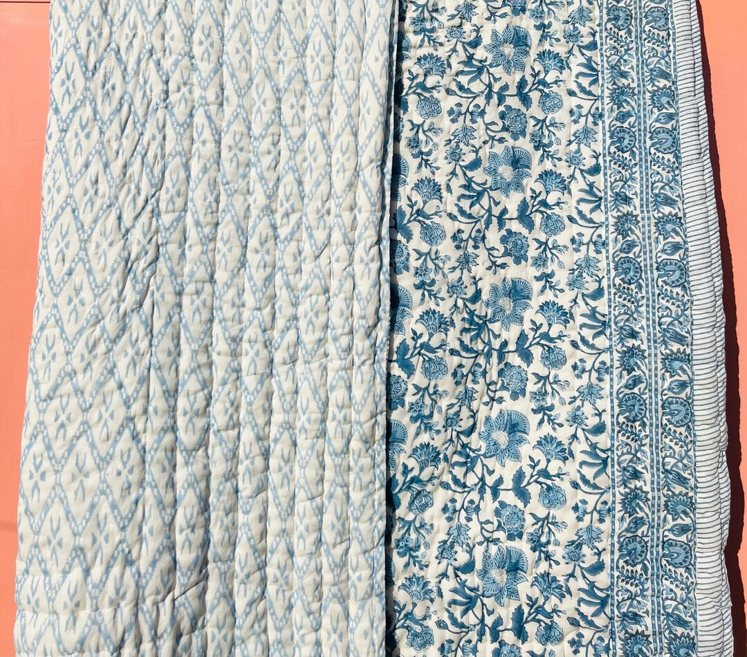 Reversible Quilt Soft Cotton Quilt Hand Block Print Quilt - Etsy | Etsy (US)