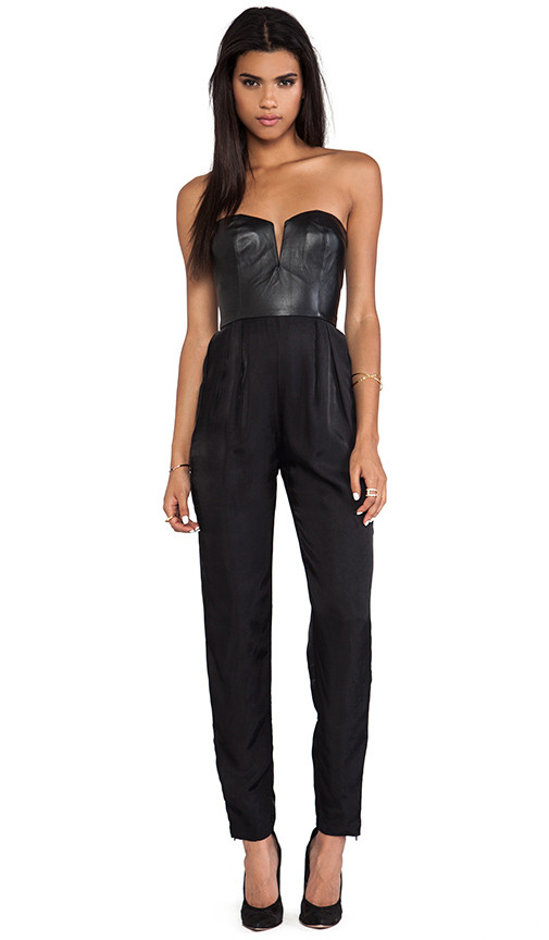 Shakuhachi Sculpted Leather Bustier Jumpsuit in Black | Revolve Clothing (Global)