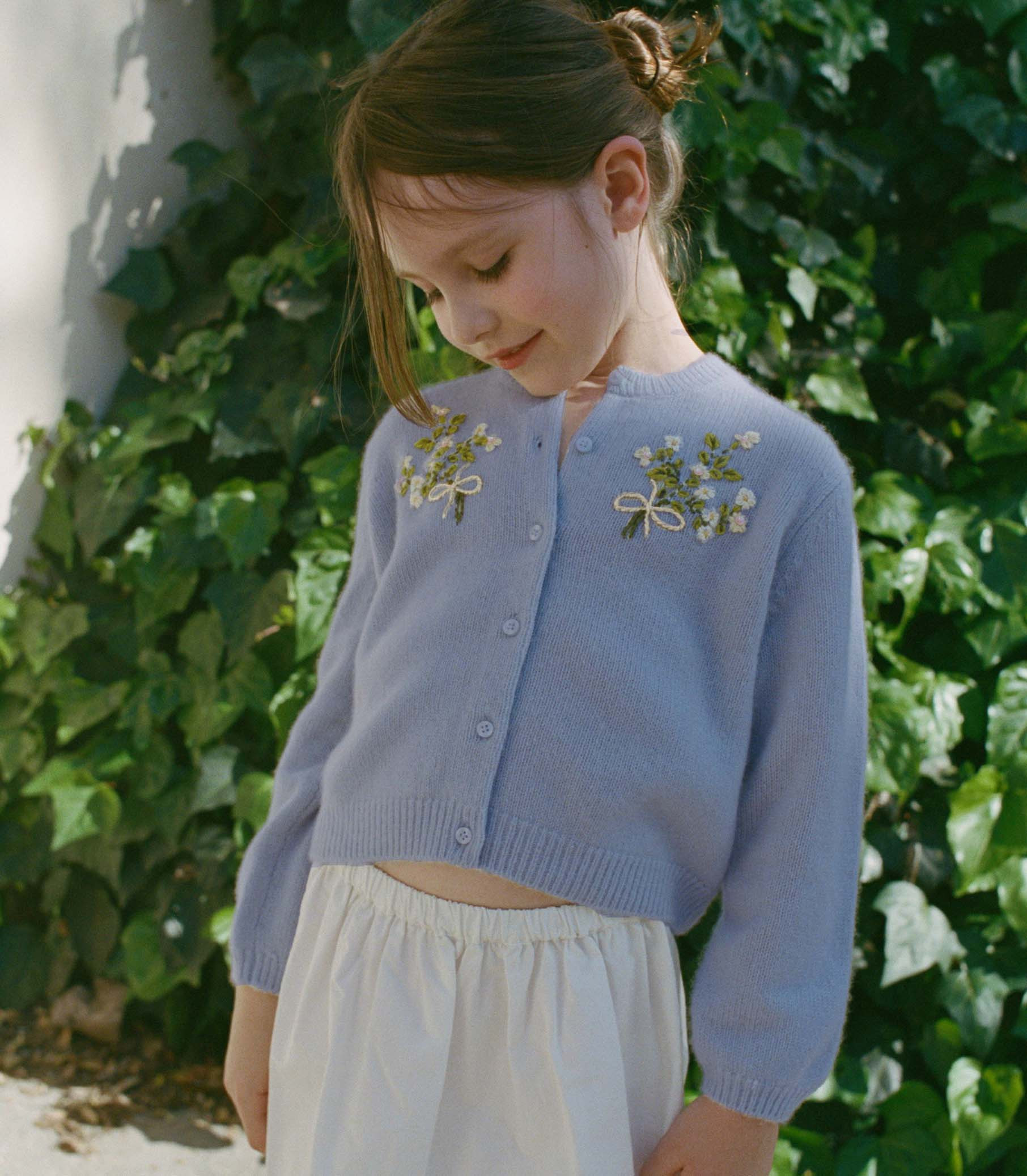 Petit Gardenia Cashmere Cardigan - Clear Sky | DÔEN | DOEN