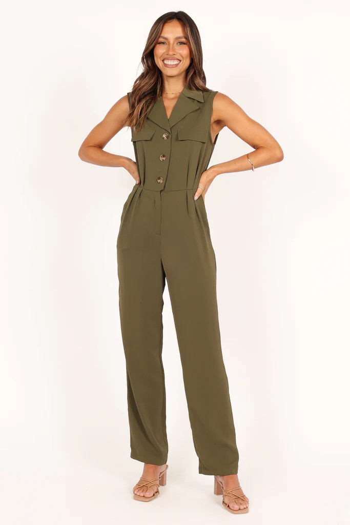 Kayne Sleeveless Jumpsuit - Olive | Petal & Pup (US)