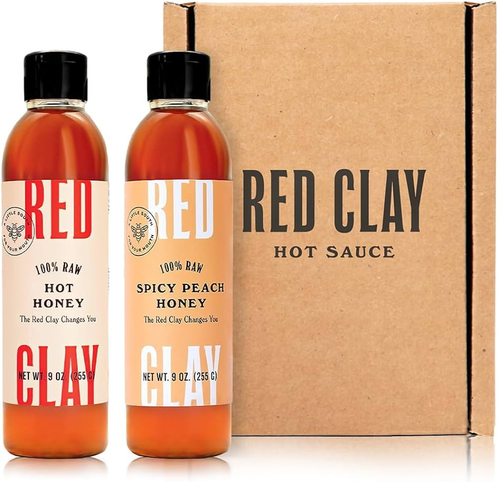 Red Clay Hot Honey & Spicy Peach Hot Honey 2 Pack with Gift Box - 100% Pure, Raw Wildflower Honey... | Amazon (US)
