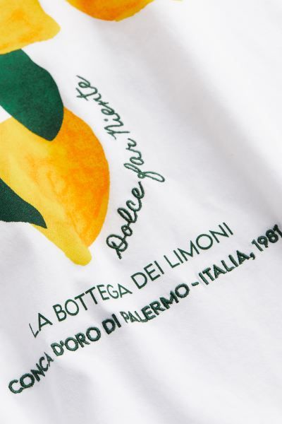 Printed T-shirt - White/lemons - Ladies | H&M US | H&M (US + CA)