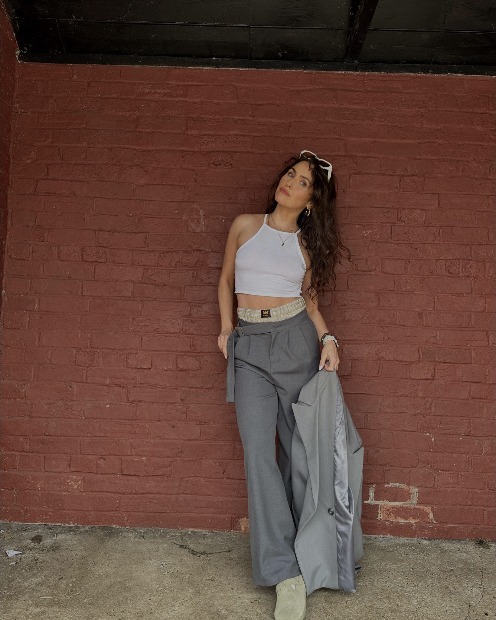 Casual outfit, workwear trousers, grey trousers, boxer shorts for women, white t-shirt, Birkenstock clogs, comfy outfit, summer outfit, petite fashion, casual outfit 

#LTKworkwear #LTKeurope #LTKstyletip