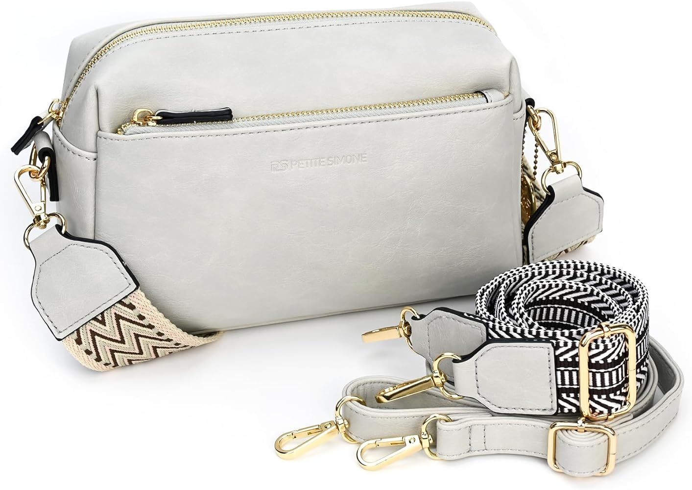 PS PETITE SIMONE Crossbody Bags for Women Trendy Small Leather Cross Body Purse Handbags with 3 Adju | Amazon (US)