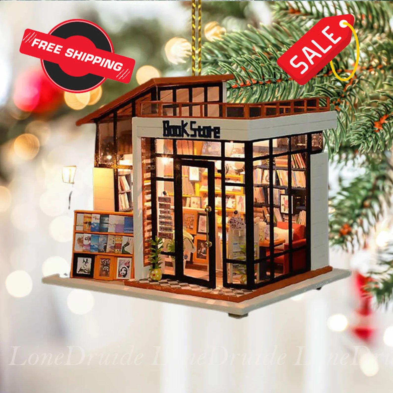 Book Store Merry Christmas Ornament, Christmas Ornament For Book Store Lovers, Memorial Ornament,... | Etsy (US)