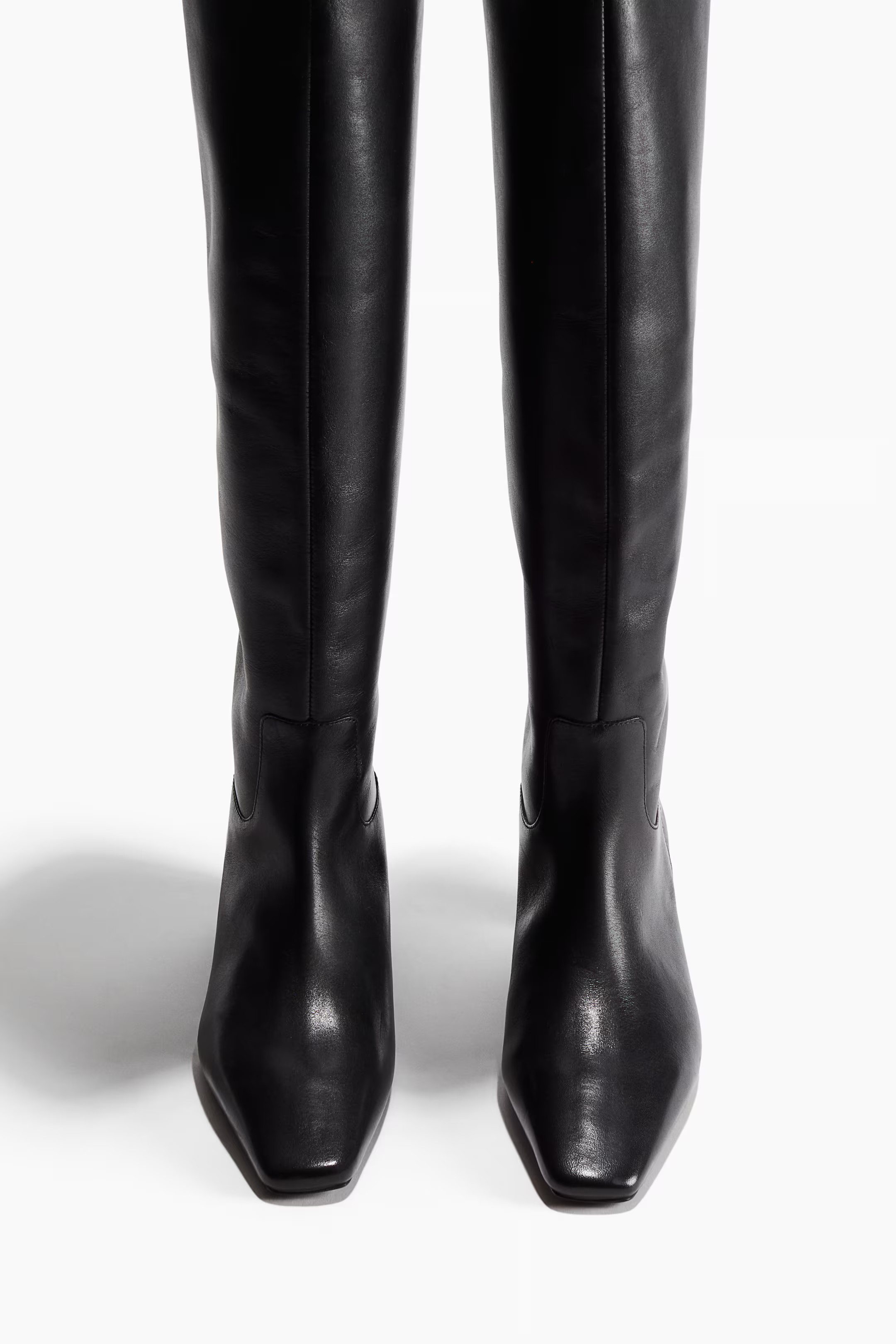 Botas de piel a la rodilla - Tacón bajo - Negro - MUJER | H&M ES | H&M (FR, IT, ES, PT, BE)