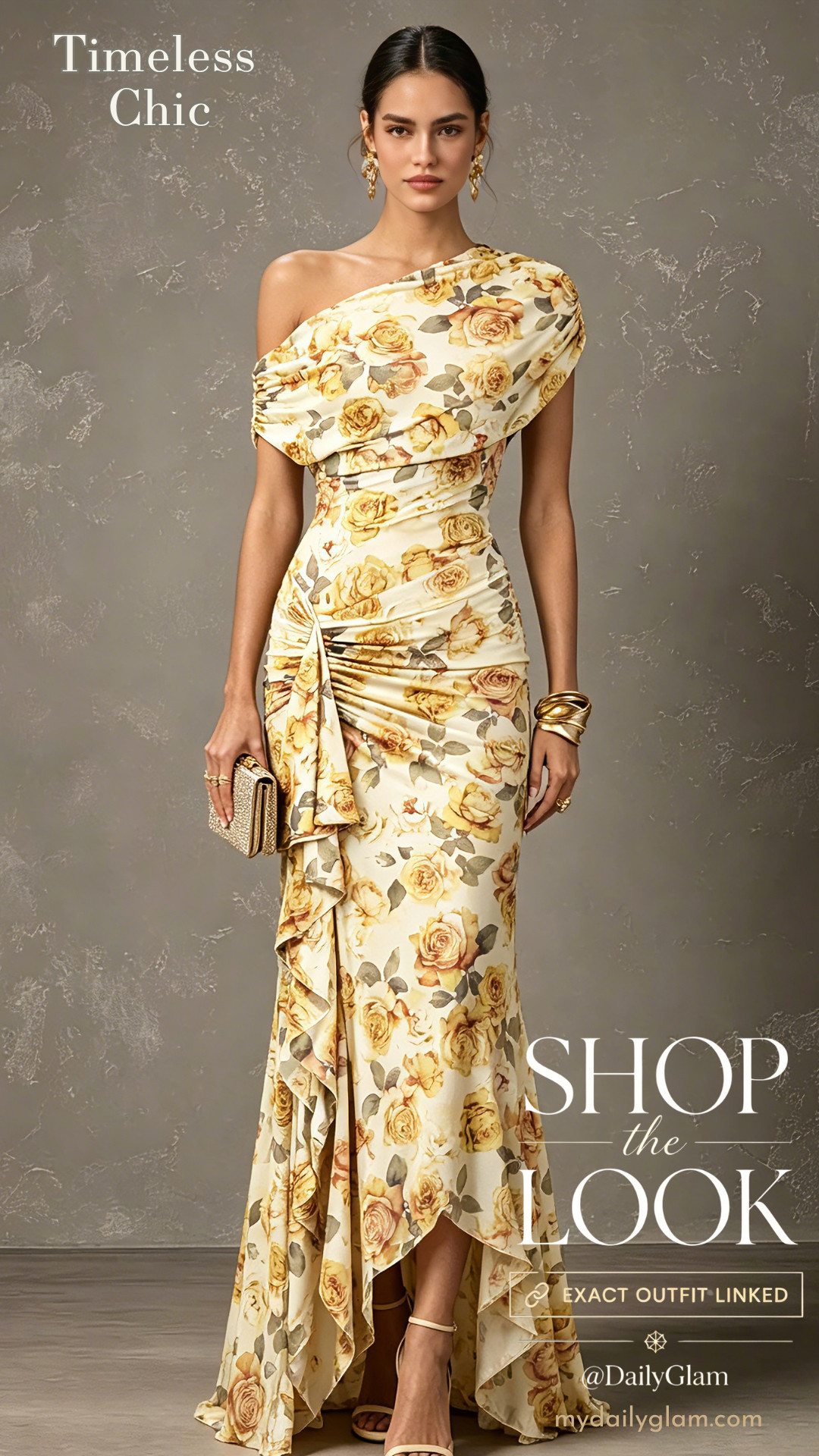 Yellow Rose One Shoulder Ruched High Low Gown
#FloralEveningGown #OneShoulderDress #WeddingGuestGown #HighLowDress #RomanticFormalWear 

 #LTKOver40 #LTKWedding