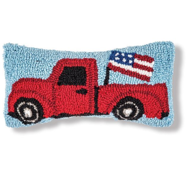 C&F Home 6" x 12" Patriotic Truck Hooked Americana July 4th Throw Pillow | Target