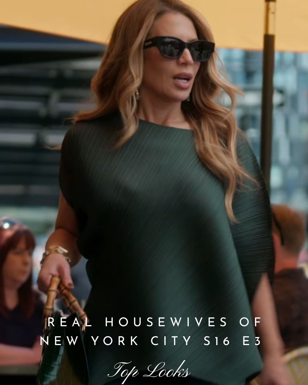 Real Housewives of New York Season 17 Episode 1 Top Looks // Not Linked: Jessel Taank’s Mustard Yellow Pearl Dress by Naina Seth / Carole Radziwill’s Leather Jacket by Miu Miu / Daisy Toye’s Green Gucci Bag and her top are sold out in exact colors / Get all the links on BigBlondeHair.com