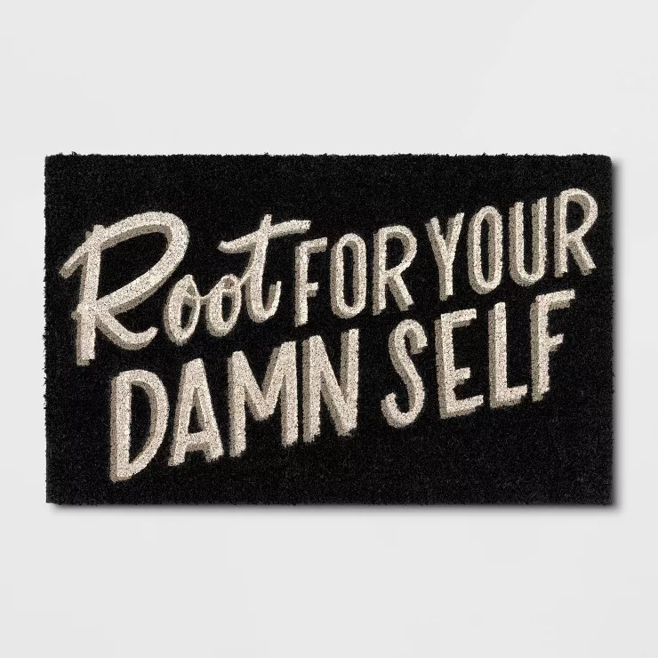 1'6"x2'6" 'Root For Your Self' Coir Doormat Black - Threshold™ | Target