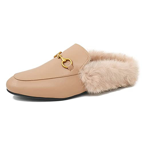 Arqa Fur Mules for Women Comfortable Leather Buckle Mule Flats Furry Padded Backless Loafers Casu... | Amazon (US)