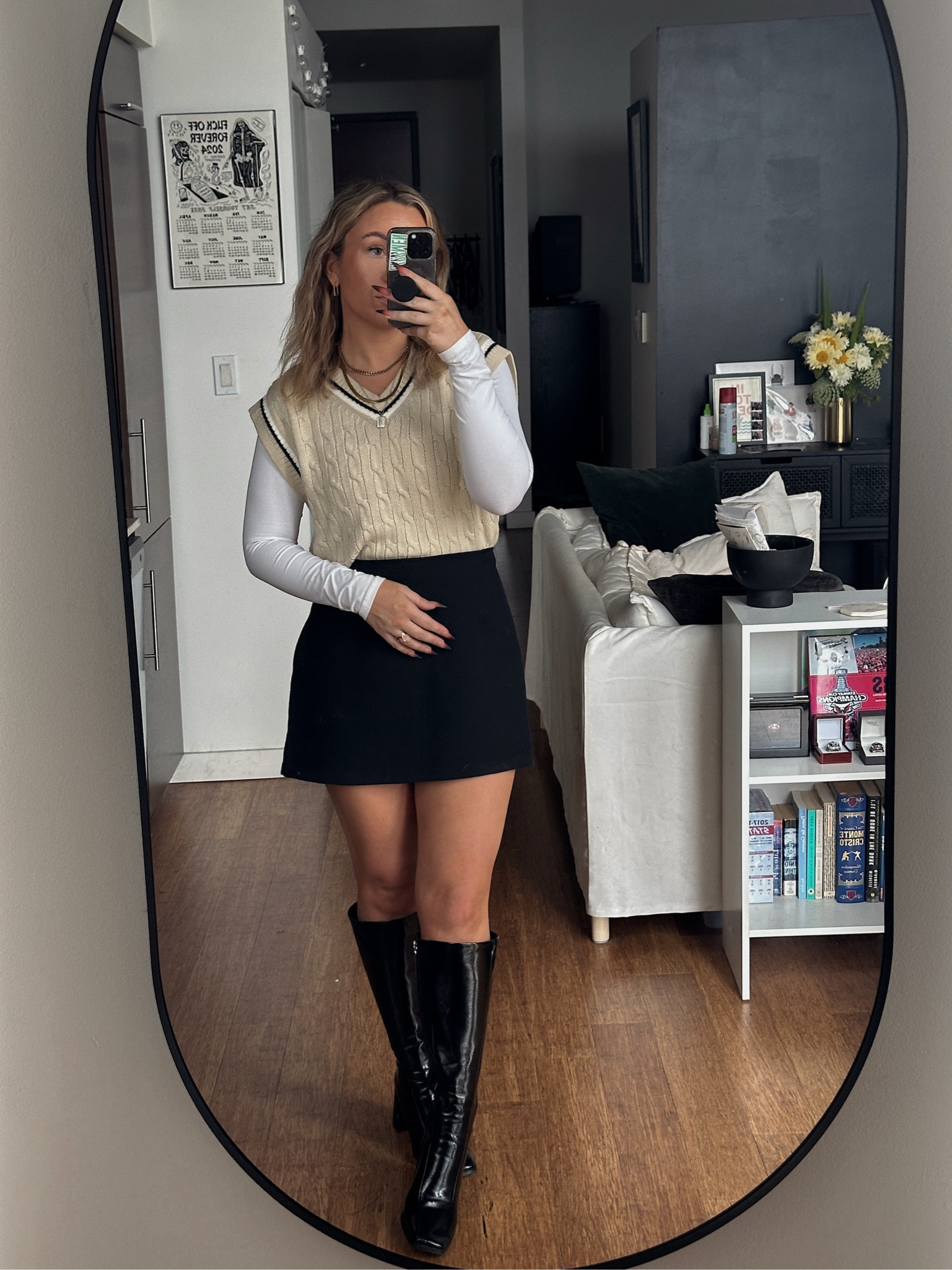 bodysuit and skirt - abercrombie
sweater vest - h&m
boots - princess polly

#LTKFindsUnder50 #LTKStyleTip #LTKWorkwear