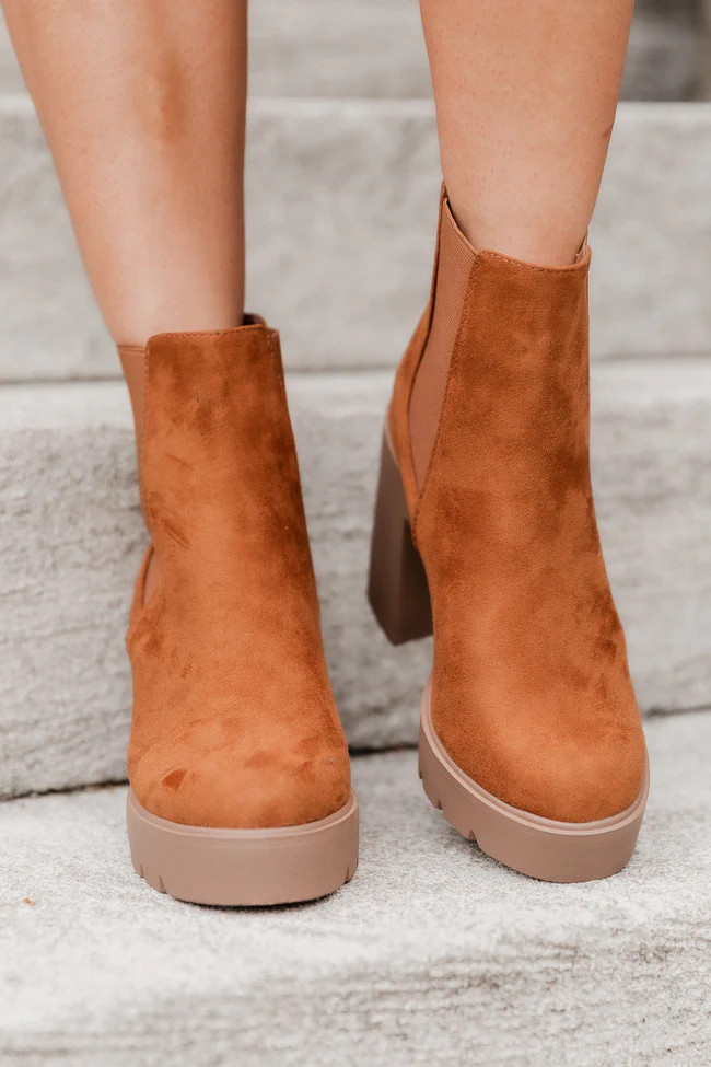 Barbara Camel Suede Platform Booties FINAL SALE | Pink Lily