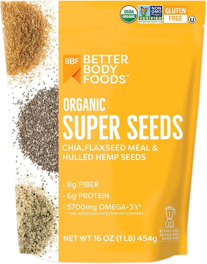 BetterBody Foods Superfood Organic Super Seeds - Chia Flax & Hemp Seeds, Blend of Organic Chia Se... | Amazon (US)