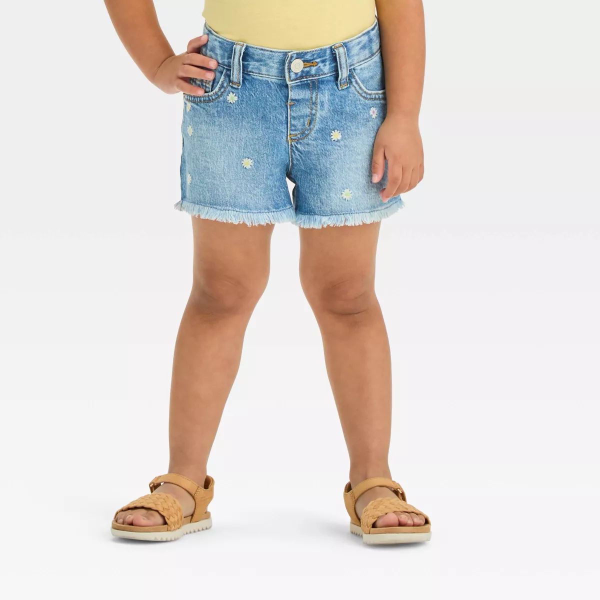 Toddler Girls' Daisy Embroidered Shorts - Cat & Jack™ Blue | Target