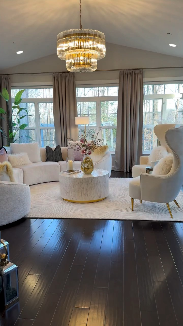 A softer look for a beautiful room full of gorgeous finishing touches. 

Comment “Shop” to receive the links to these items and more. 

Use the code “SS05” to get a discount on you purchases. 

Irene 4 piece sofa
Alexandria Mosaic Coffee Table
Allure Chandelier 
Mia Mongolian Pillow- white
Mia Mongolian Ombré Pillow-Gold
Palm Rug- Ivory
PayPal Object - Gold
Lyra Side Table

#beautifulhomes #Livingroom #zgalleriemoment #zgallerieinspired #modernglam