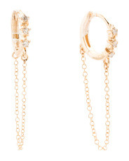14kt Gold Diamond Chain Dangle Earrings | TJ Maxx